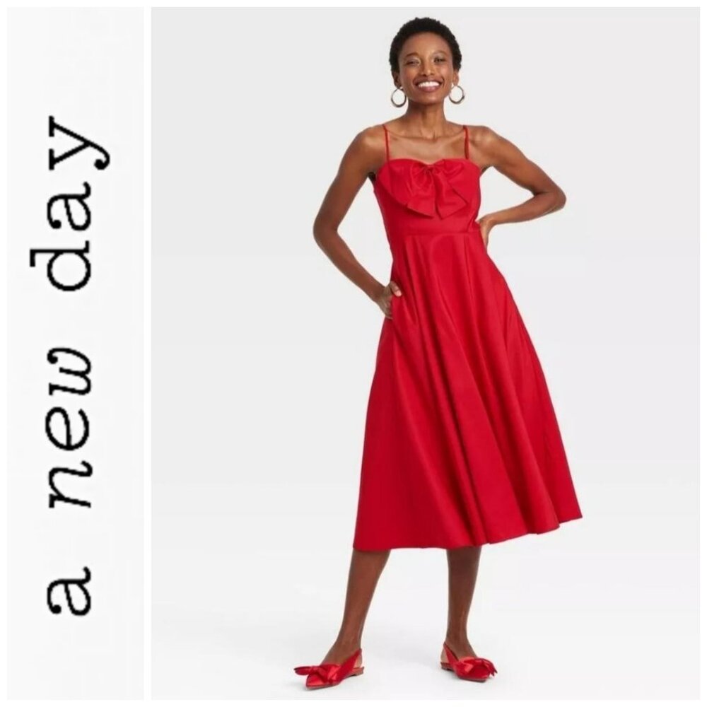 Red Bow Midi Dress